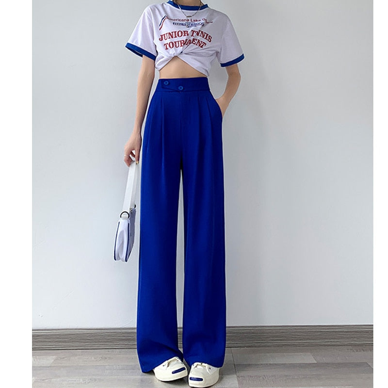 Women's high-waist wide leg casual pants, a versatile addition to any wardrobe.
