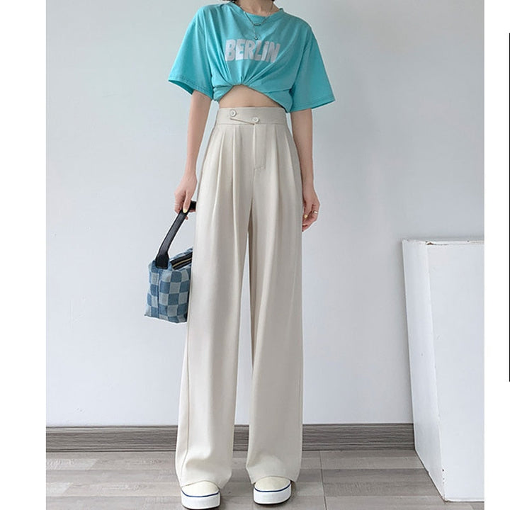 Comfortable high-waist wide leg pants for women, offering an elegant yet casual versatile style.
