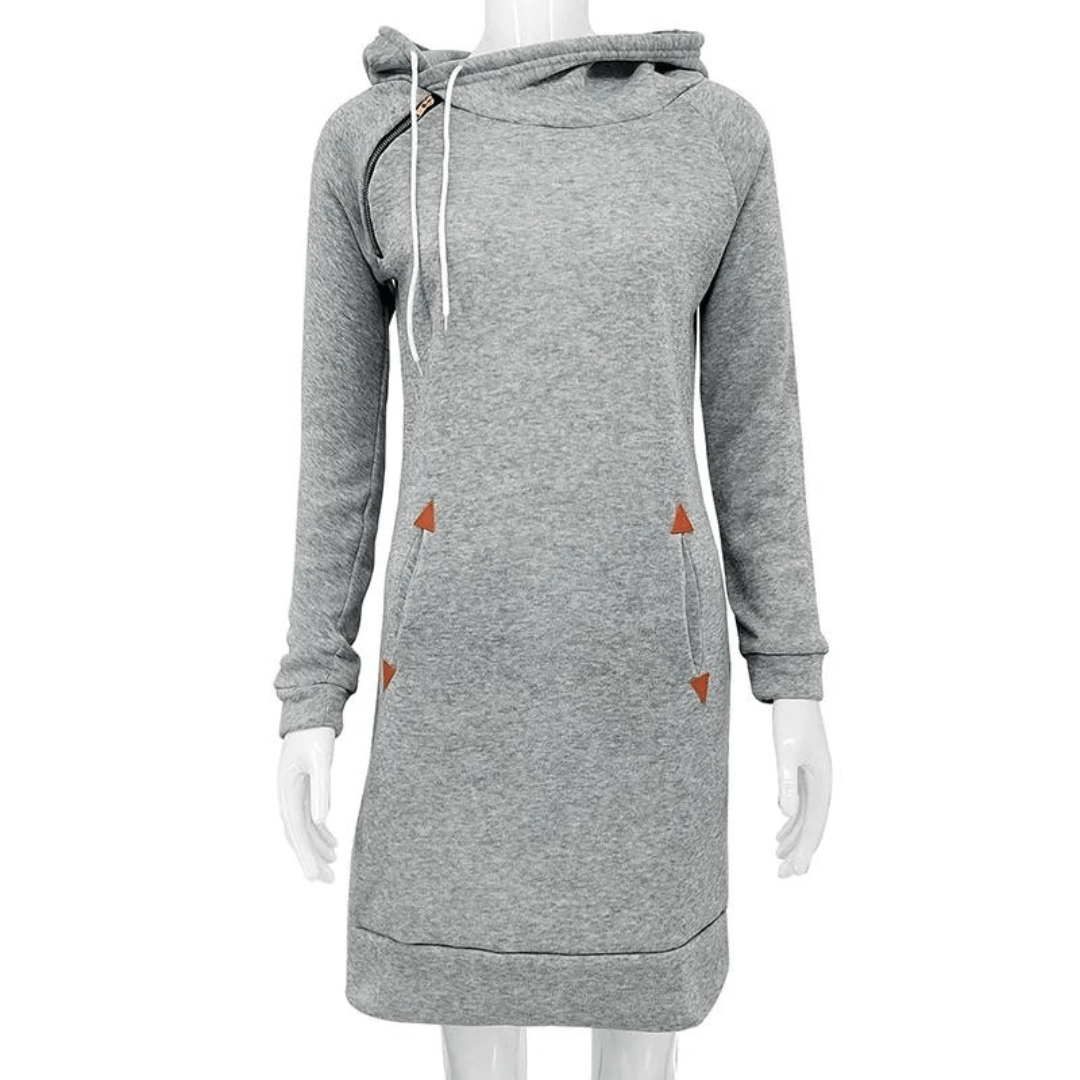 Fall fashion women's hooded sweatshirt dress, comfortable & casual with essential pockets.