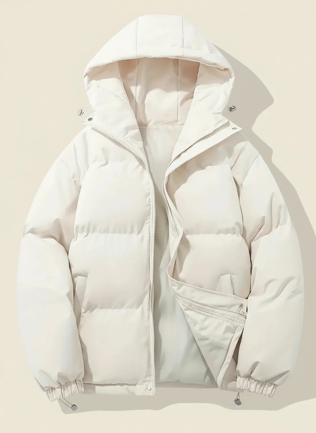 Warm women's puffer winter coat with a cozy hood. Essential cold weather outerwear for ultimate comfort.