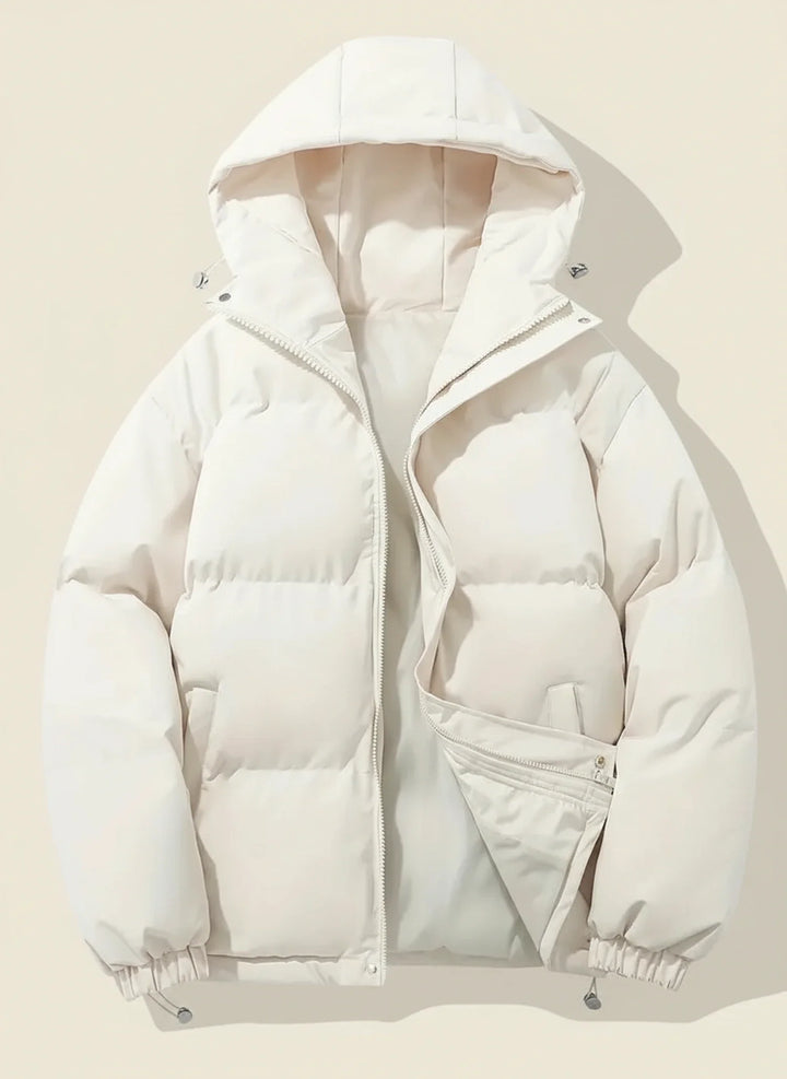 Warm women's puffer winter coat with a cozy hood. Essential cold weather outerwear for ultimate comfort.