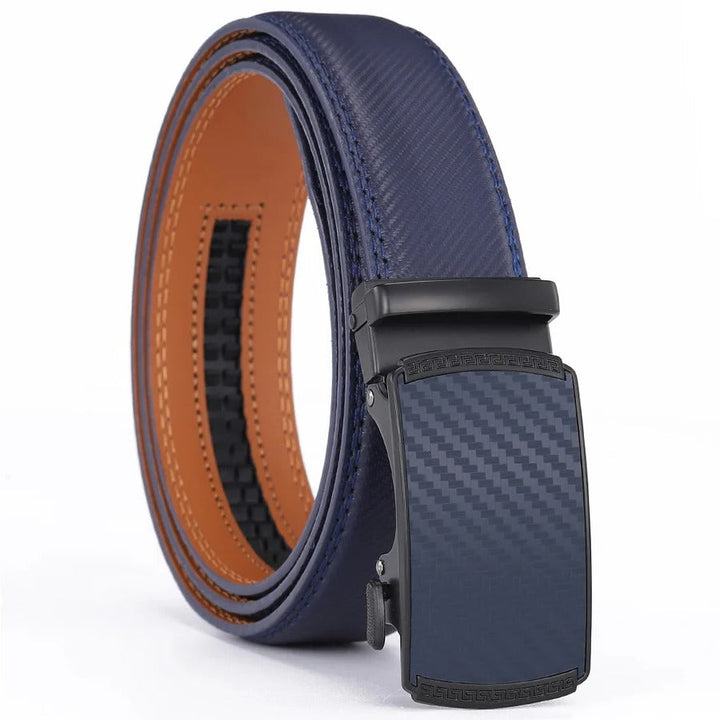 Durable men's leather automatic slide buckle belt, offering easy adjustment and lasting style.