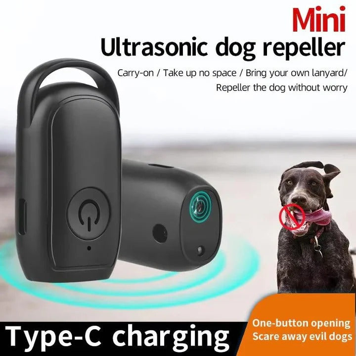 Sleek portable ultrasonic dog repeller, ideal for safe animal control & pet behavior training during walks.