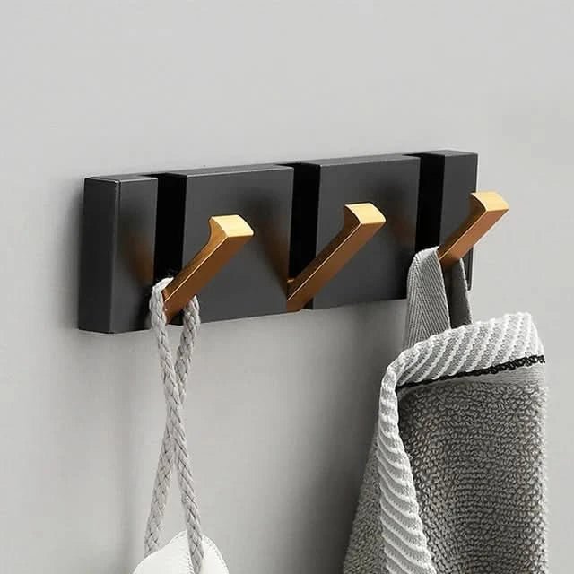 Durable aluminum folding hook for wall-mounted, space-saving storage.