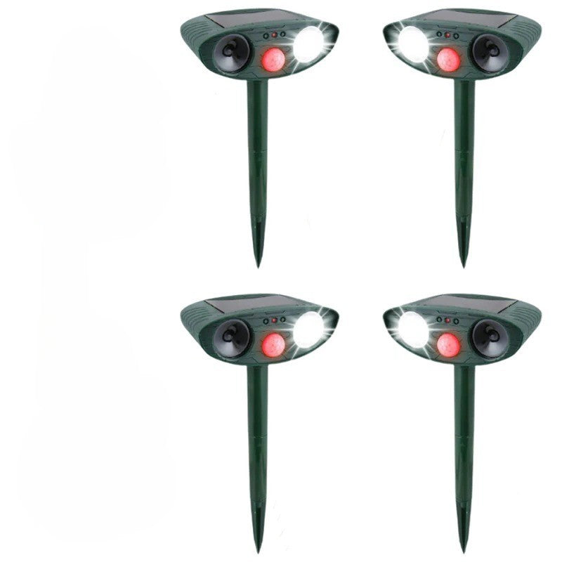 Solar-powered outdoor ultrasonic deer repeller, a humane animal deterrent for garden and yard protection.