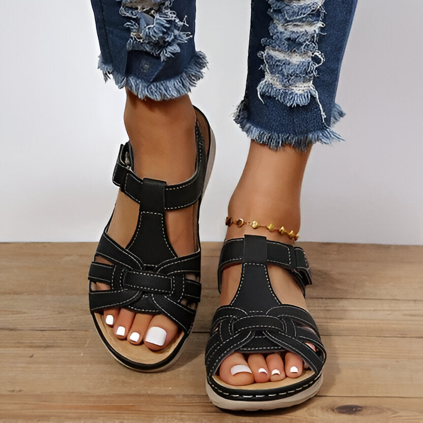 Orthopedic women's comfort sandals, excellent arch support for all-day walking & stability.