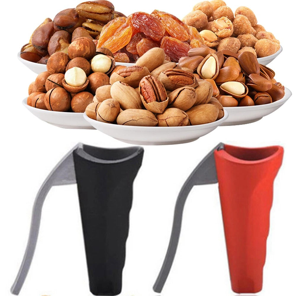 Premium stainless steel nutcracker utensil featuring comfortable non-slip handles for secure grip & easy, durable nut cracking.