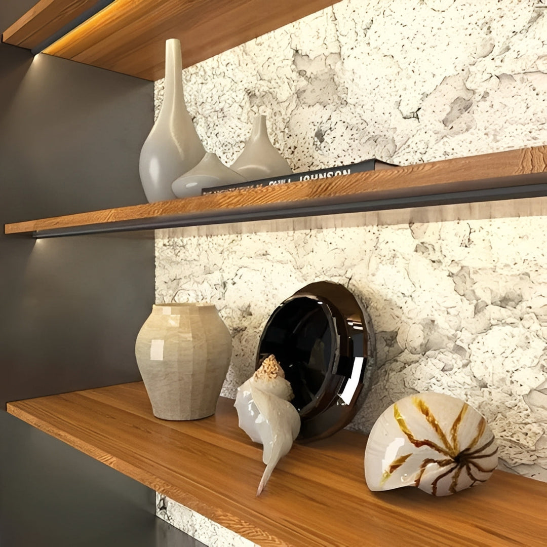 Bright LED under cabinet light kit, 45-degree angled design for kitchen counters & workspaces.