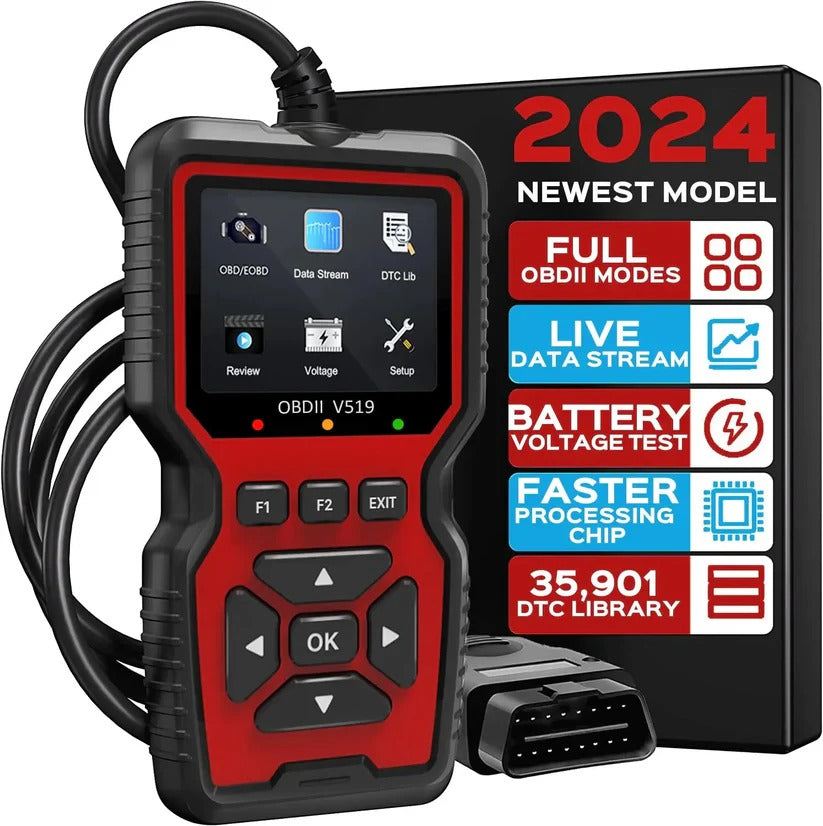 OBD2 scanner displaying live data stream for engine performance, diagnostics, and auto repair insights.