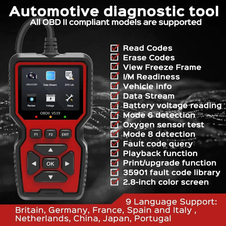 Advanced OBD2 engine analyzer for comprehensive vehicle diagnostics across all car, truck & SUV models.