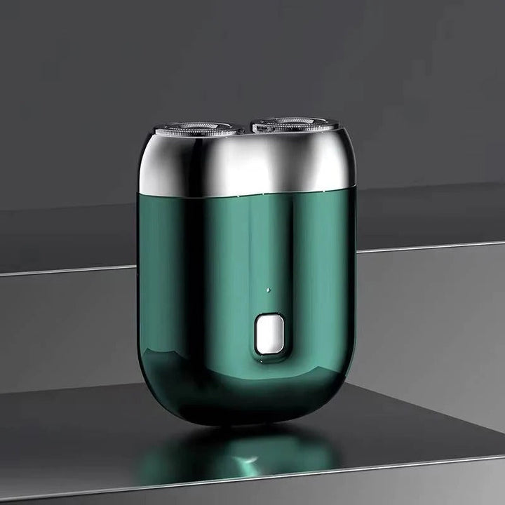 Modern men's electric shaver with magnetic charging. Rechargeable, dual blade system for an efficient shave.