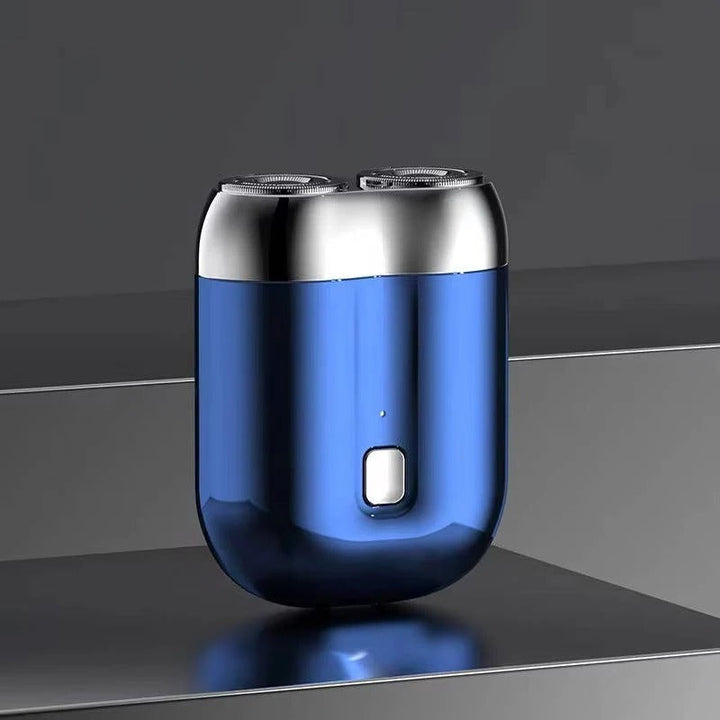 Waterproof men's electric shaver for wet or dry shaves. Dual blade grooming tool for face and body.