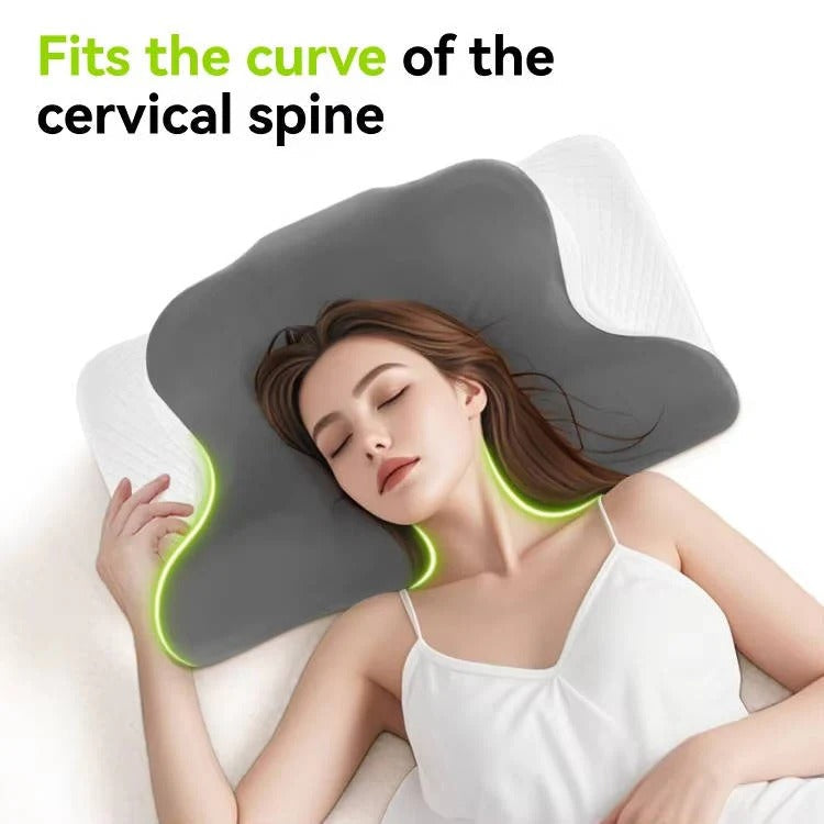 Orthopedic neck pillow designed with contour memory foam for superior sleep support & spinal alignment.