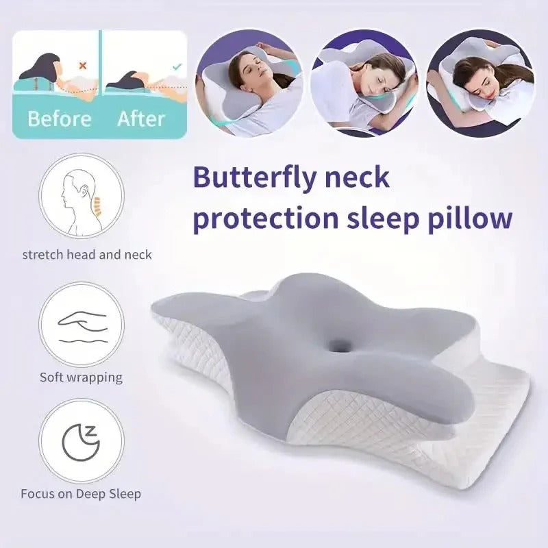 Unisex bed pillow with ergonomic design & cooling cover. Relieves restless nights for side & back sleepers.