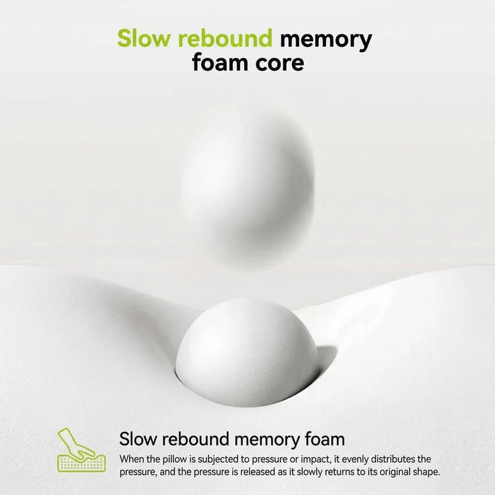 Contour pillow for side sleepers, offering adjustable height memory foam & a refreshing cooling ice silk cover.
