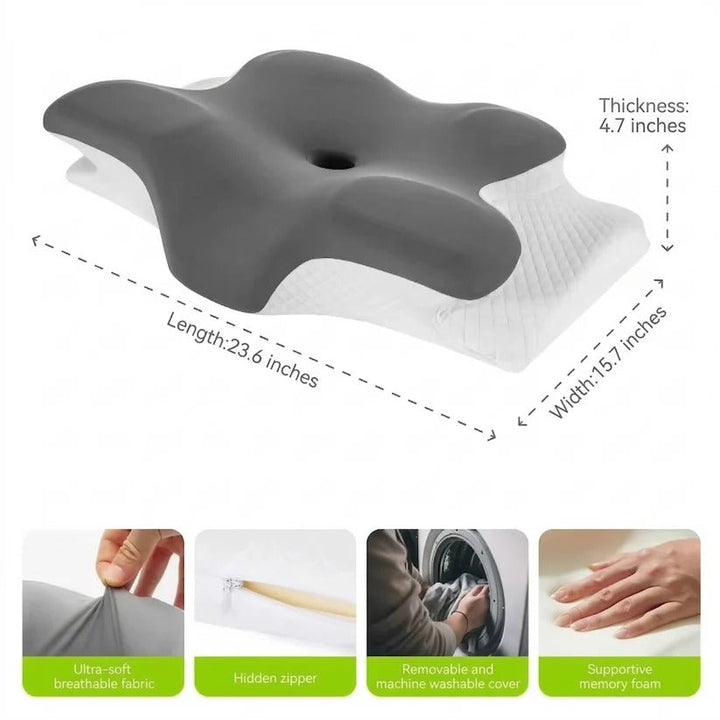 Luxurious contour memory foam pillow, designed for unisex use, ensuring comfortable & cool sleep for all positions.