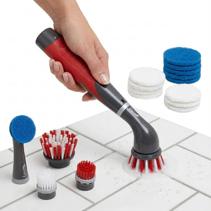 Multipurpose cordless electric scrubber kit for efficient kitchen, bathroom, and household deep cleaning.