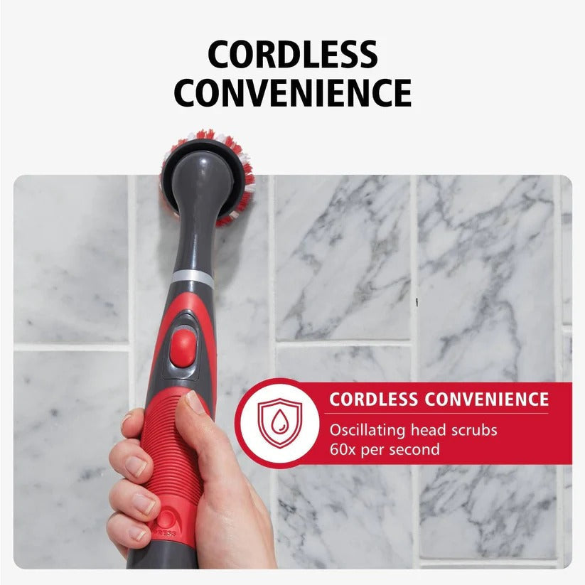 Effortless deep cleaning with 18-piece cordless power scrubber kit. Ideal for tough grime on tiles & grout.