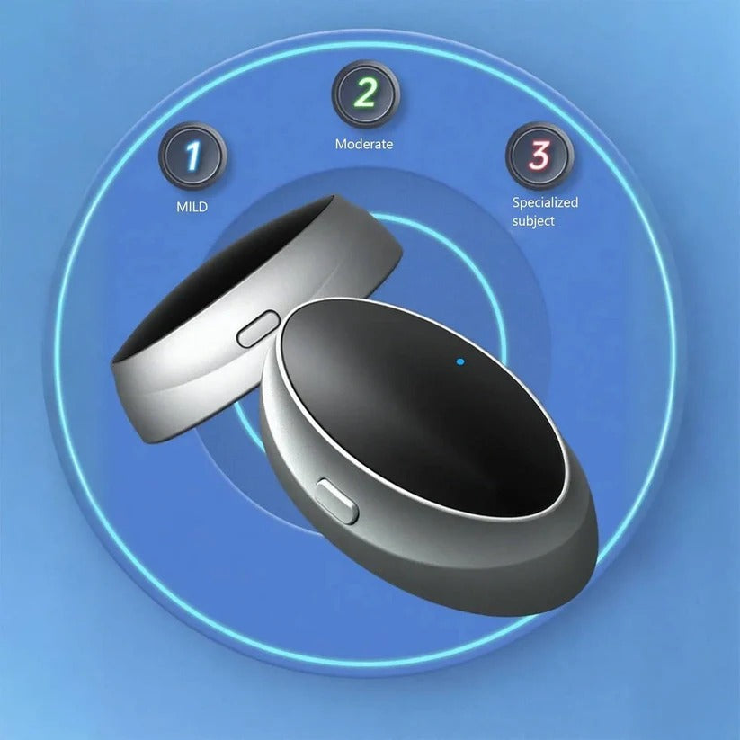 Sleep aid device using pulse vibration to reduce snoring. Promotes quiet, undisturbed sleep.