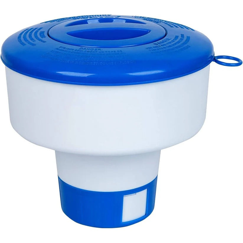 Automatic chemical floater for easy pool cleaning & water treatment. Adjustable for precise chemical levels.