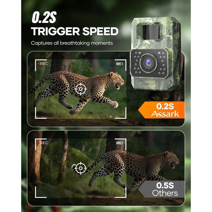 48MP 1080p solar-powered trail camera with night vision. Ideal for wildlife monitoring & outdoor surveillance.