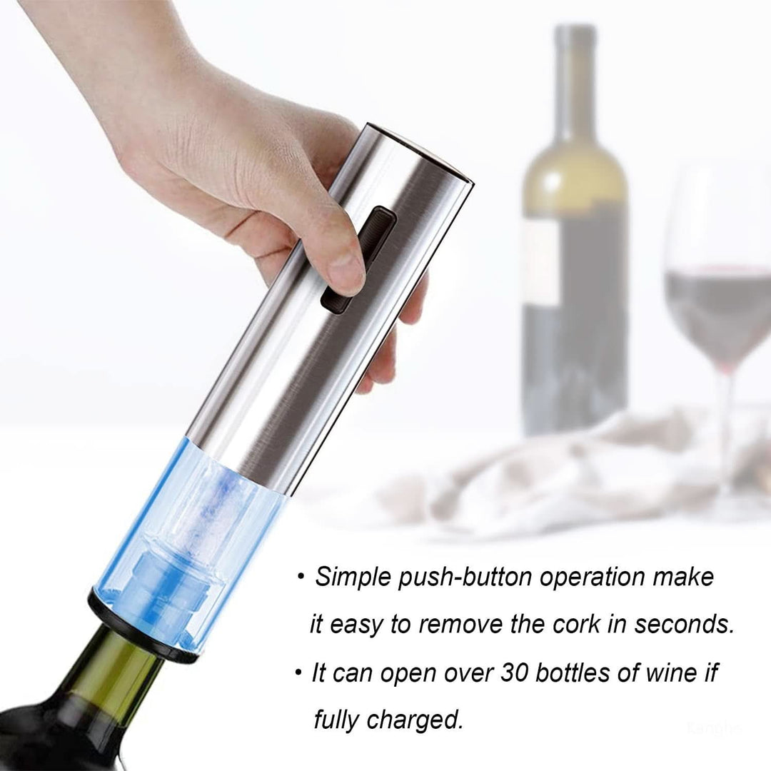 Elegant electric wine corkscrew, premium rechargeable bar accessory for seamless wine service.