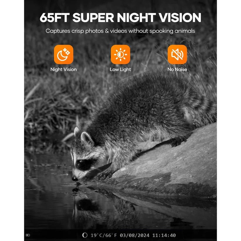 Wireless solar trail camera, 48MP night vision, app-controlled. Perfect for outdoor wildlife monitoring & hunting.