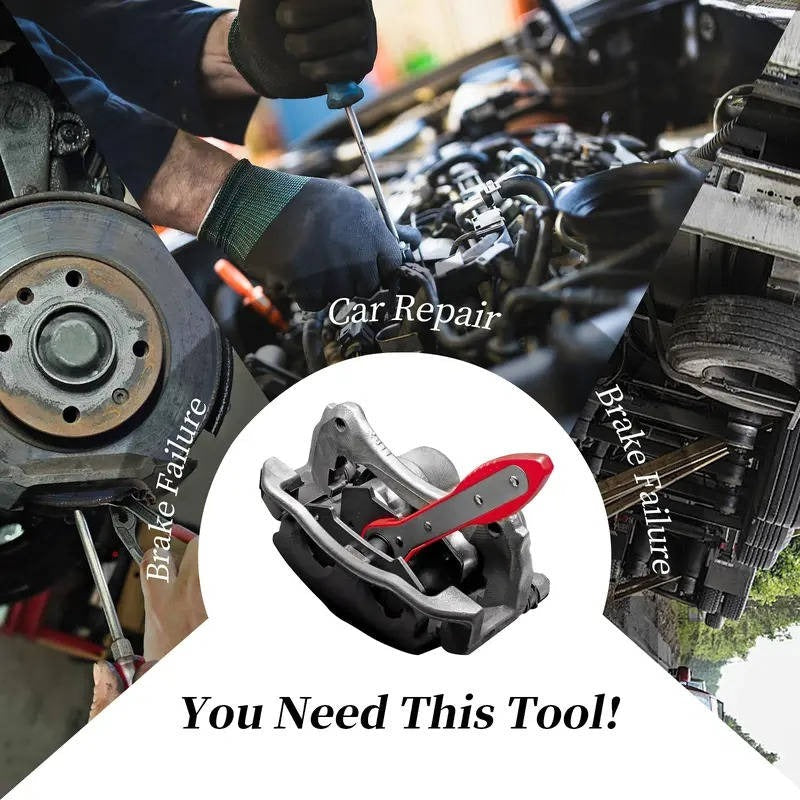 Professional brake service tool: universal ratchet piston compressor for all caliper types.