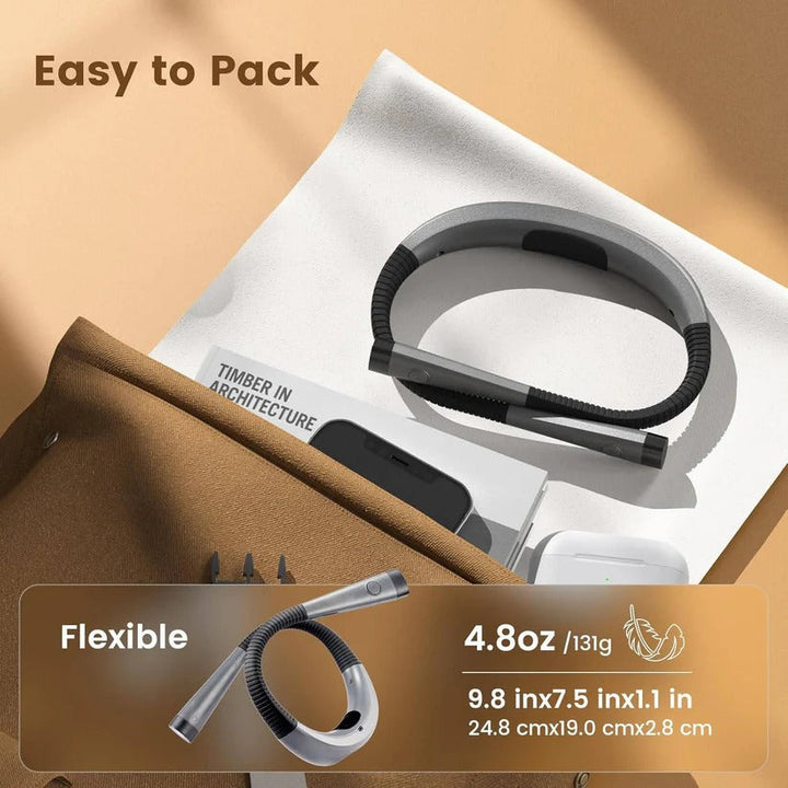 Rechargeable neck light with flexible arms & 3 color modes. Hands-free LED book light for reading and crafts.