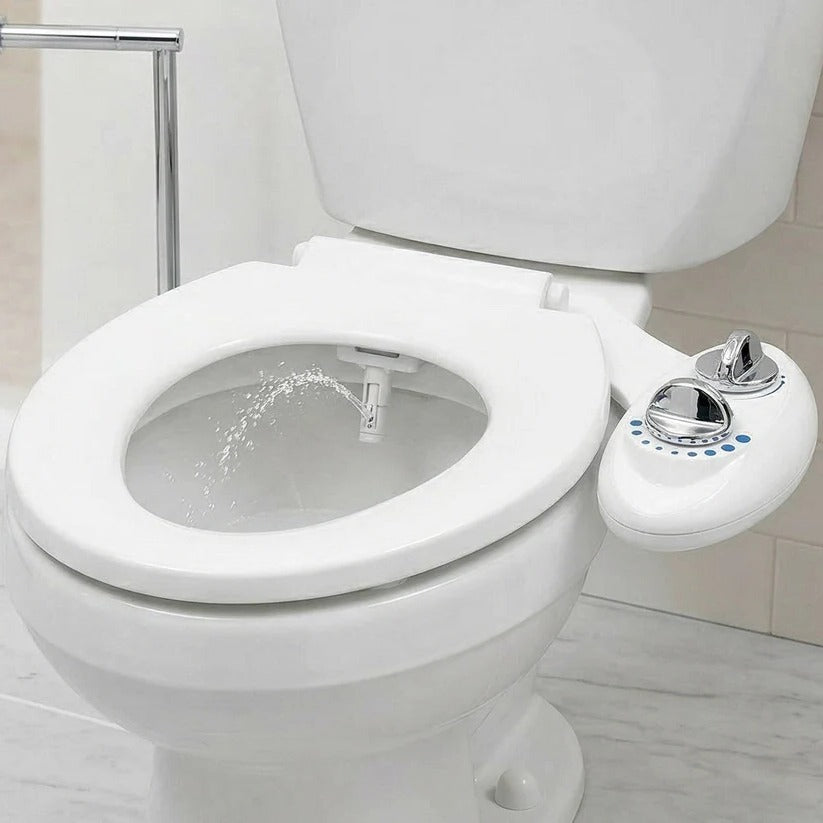 Non-electric bidet toilet attachment with adjustable water pressure for improved personal hygiene & easy installation.