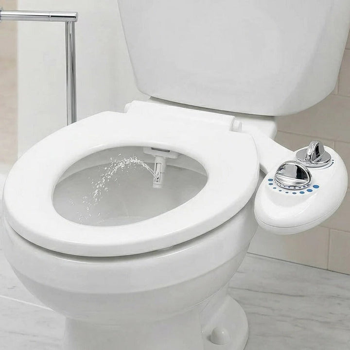 Non-electric bidet toilet attachment with adjustable water pressure for improved personal hygiene & easy installation.