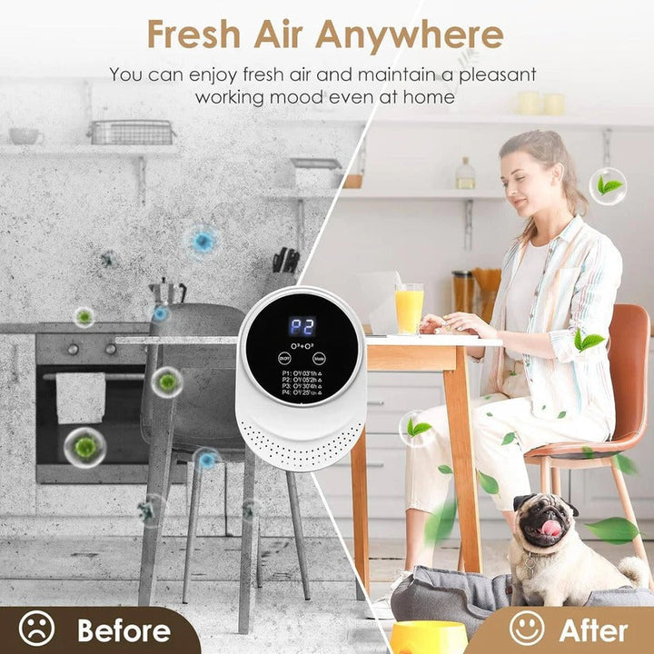 Indoor odor control device, plug-in and filter-free, with smart programmable cycles.