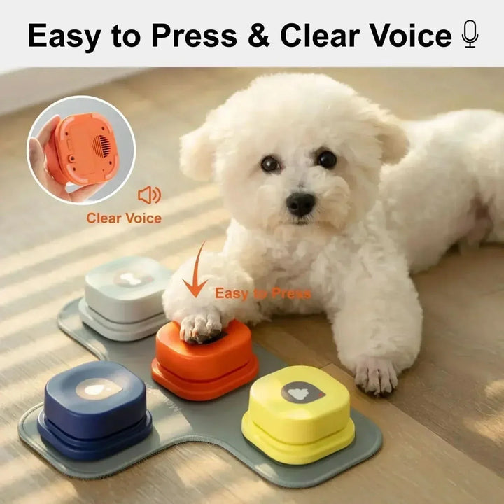 Dog mental stimulation with interactive communication buttons. Enhances canine speech and pet enrichment activities.