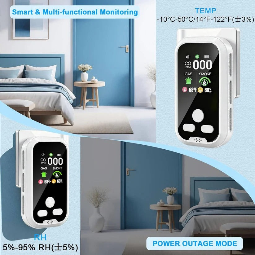 Protect home & RV with this rechargeable CO, smoke & flammable gas alarm. Carbon monoxide & gas leak detector for safety.
