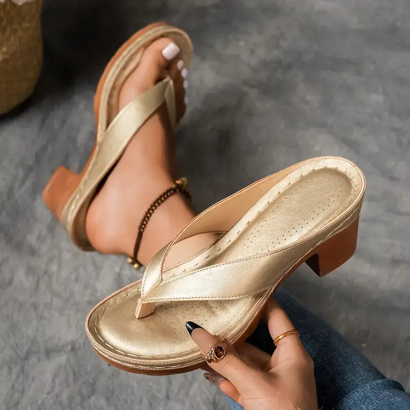 Open-toe women's orthopedic heeled sandals, offering elegant comfort and support.