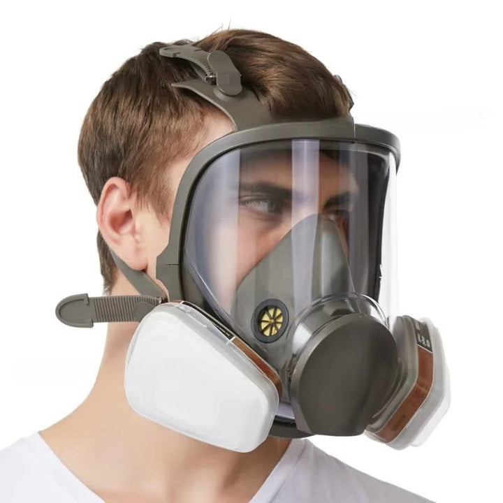 Essential PPE: Unisex full face respirator mask with anti-fog lens and silicone seal for ultimate work safety protection.