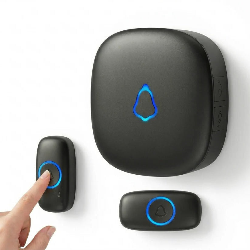 Wireless doorbell with 1000ft range, 58 chimes, and LED flash for home security and alerts.