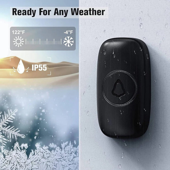 Smart home wireless doorbell, expandable, with 1000ft range, 58 chimes, and LED flash for enhanced home security.