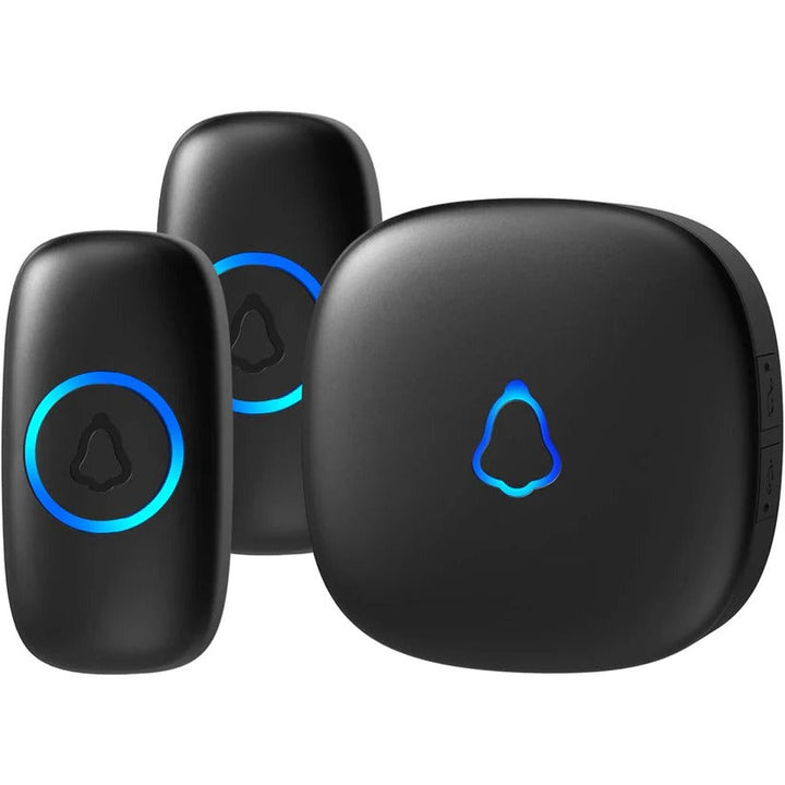Modern wireless doorbell kit with 1000ft range, 58 chimes, bright LED flash & IP55 waterproof for home security.