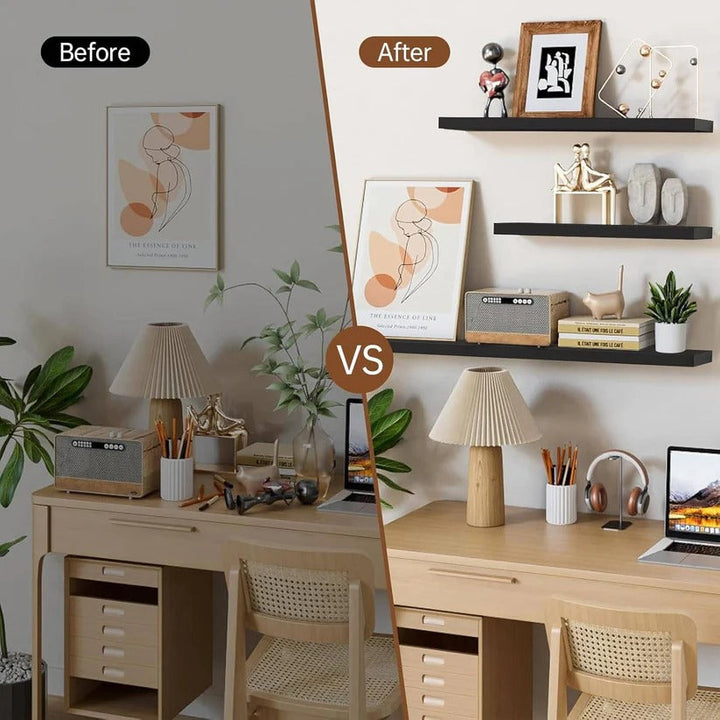 Elegant rustic wooden shelves for simple, effective wall storage and home decor.