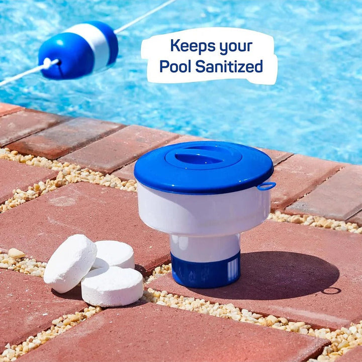 Easy-to-use adjustable chemical floater for hassle-free pool & spa water treatment and chemical dispensing.