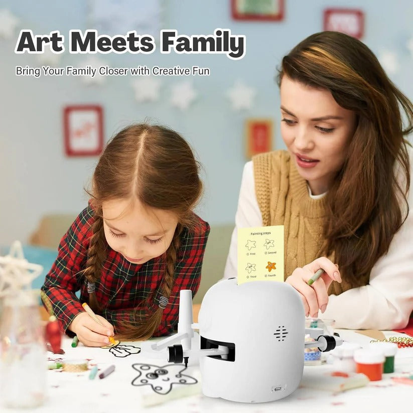 Voice interactive drawing robot offering creative play for kids, an engaging educational art activity & learning toy.