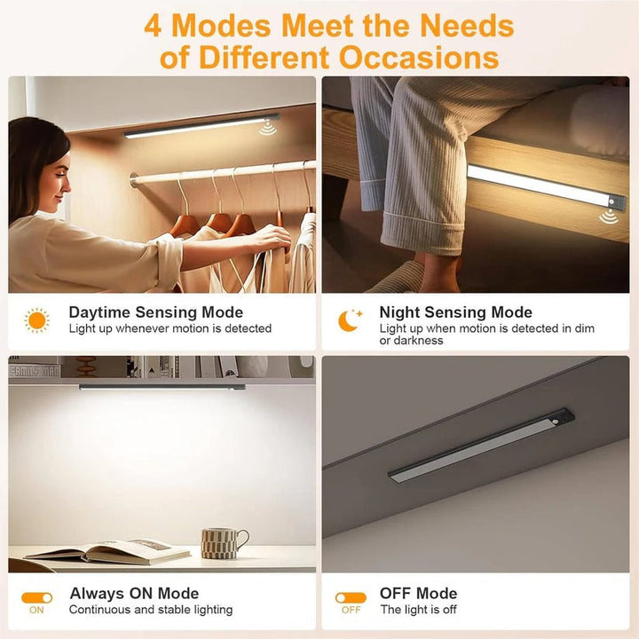 Convenient smart lighting: Rechargeable, dimmable motion sensor under cabinet LED lights (set of 2).