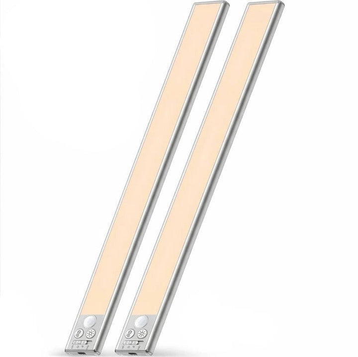 Rechargeable motion sensor LED closet lights (set of 2). Dimmable, magnetic for easy wardrobe lighting.