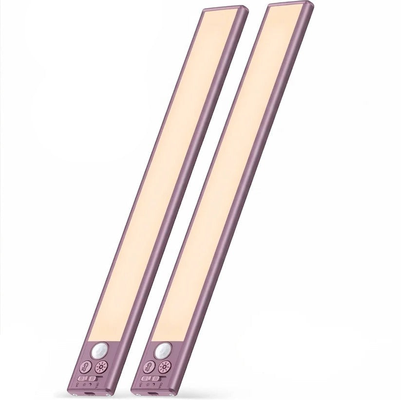 Smart motion sensor under cabinet LED lights, dimmable & rechargeable. Perfect for hands-free home lighting.