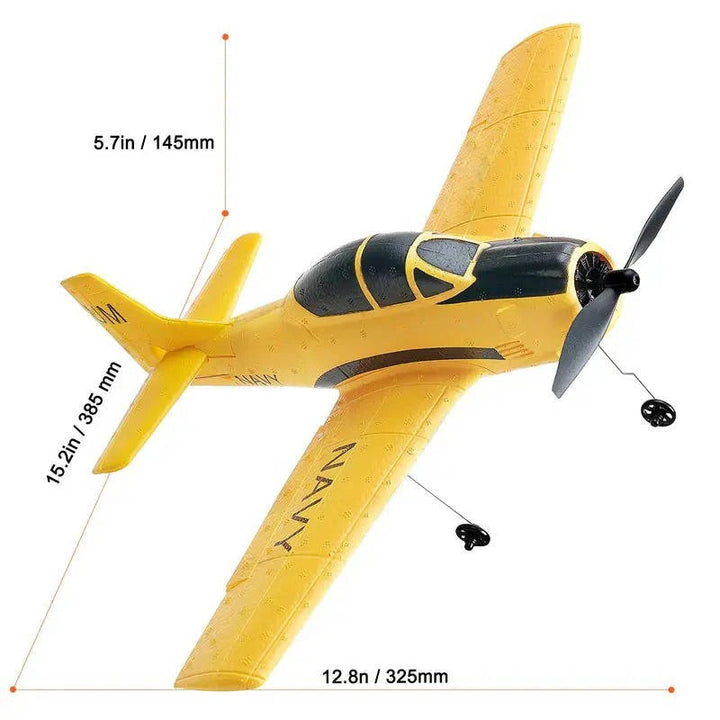 RC airplane with dual batteries for extended outdoor flight. Remote control 4-channel hobby plane for fun.