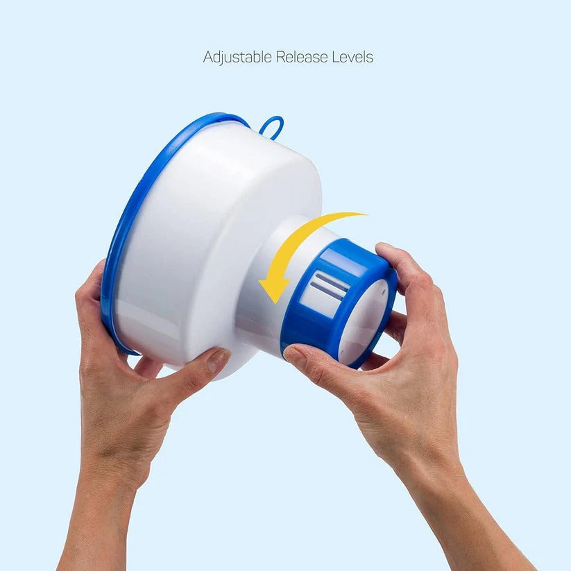 Spa & hot tub chemical dispenser with adjustable flow, ensuring optimal bromine or chlorine distribution.