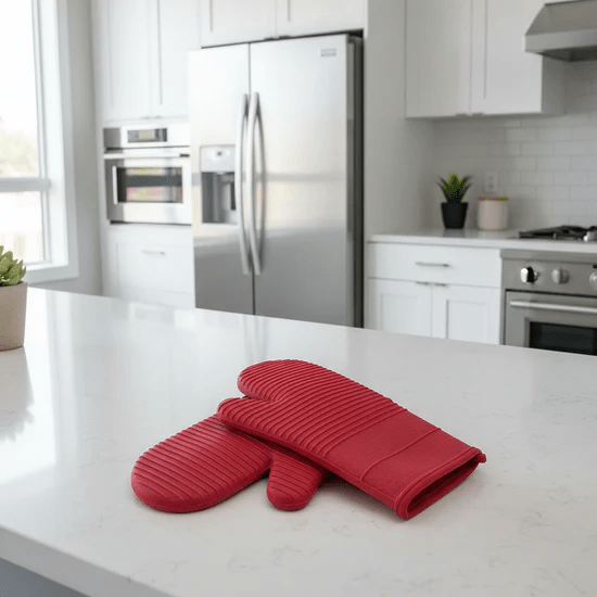 Premium non-slip silicone oven mitts, maximum heat resistance for all your kitchen essentials.