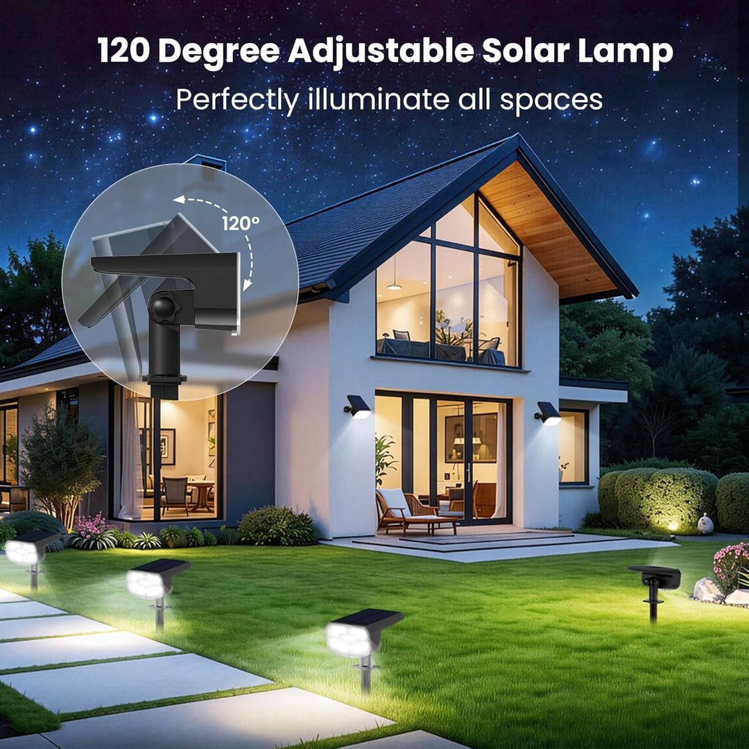 Easy-install 4-pack solar pathway lights, waterproof & energy-saving, with cool white LED & auto sensing.