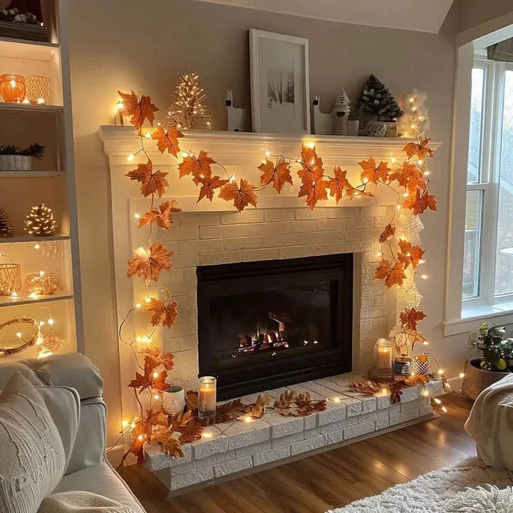 Lighted Ornament Garland offering a warm glow, a versatile home accent for holiday and party decorations.